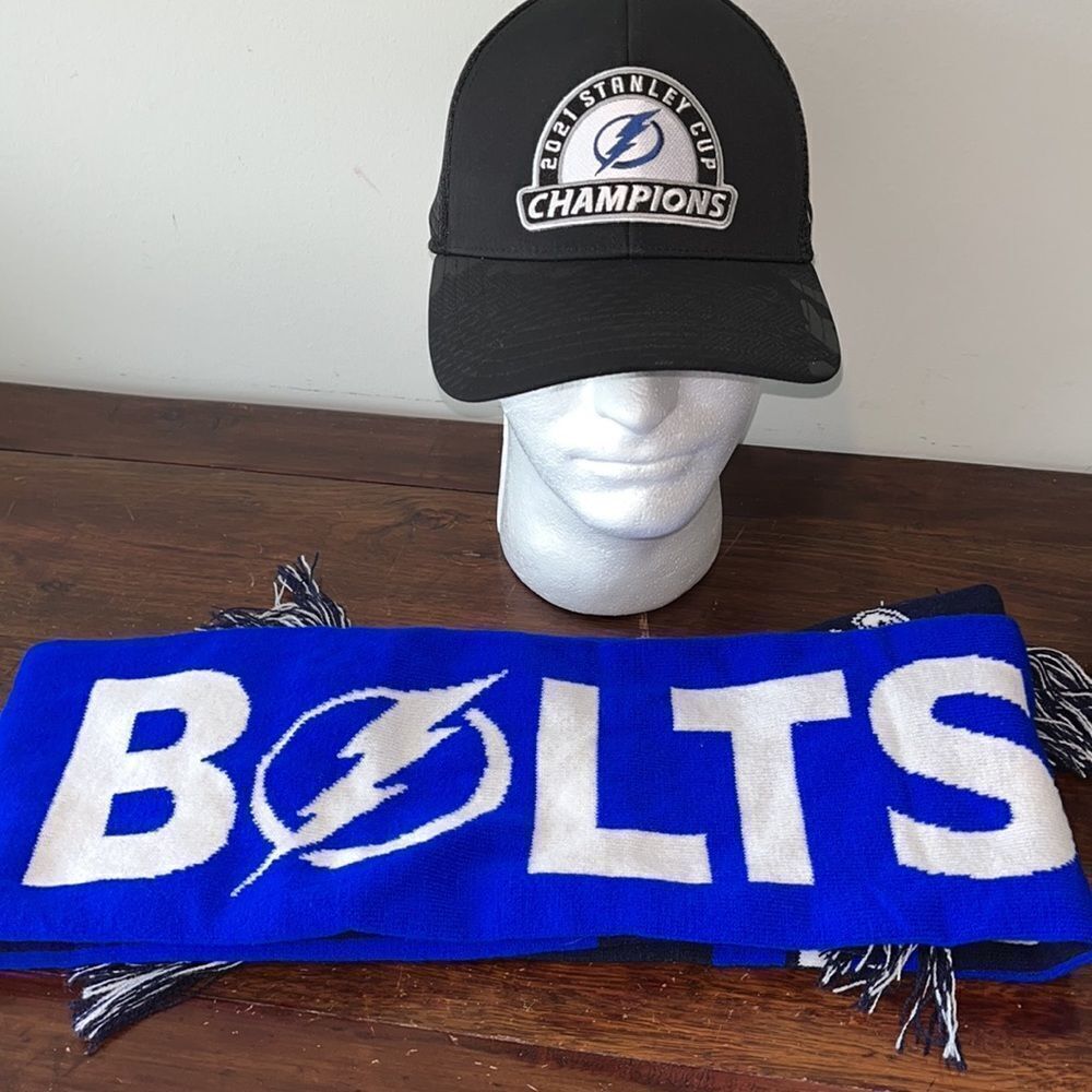 New Tampa Bay Lightning 2021 Stanley Cup Champions hockey Cap hat Snapback Scarf